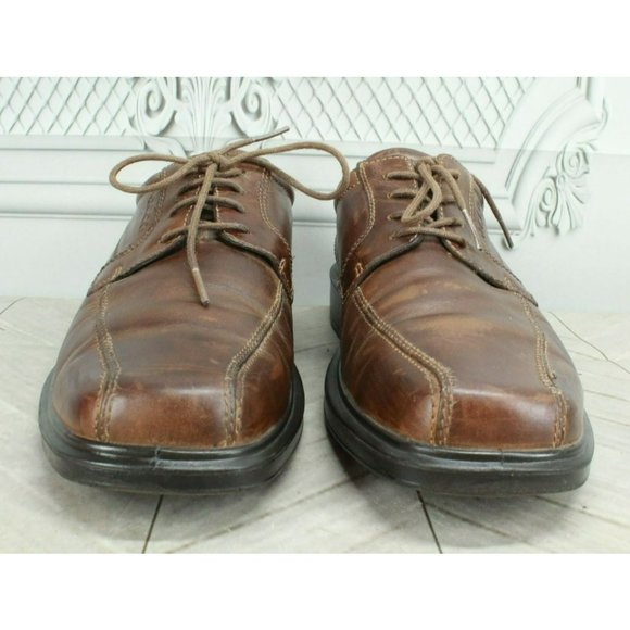 Ecco Brown Leather Lace Up Slip On Oxford Dress Shoes Size 42 US 9 - Picture 4 of 9